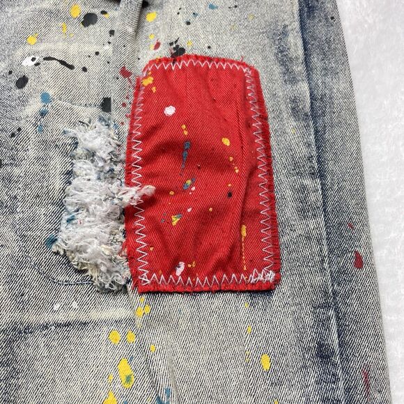 Reason Heart of Darkness Men’s Painted Ripped Jeans Size 30x32 - Picture 7 of 12